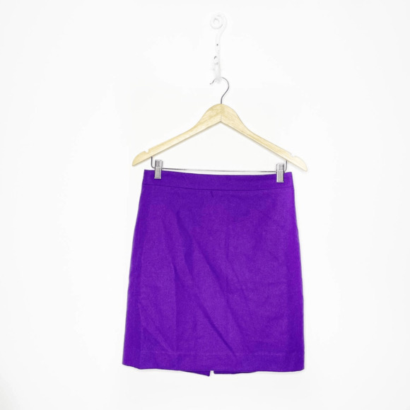 J. Crew No 2 Pencil Skirt Double Serge Wool Purple straight career Womens US 4 - Picture 1 of 6